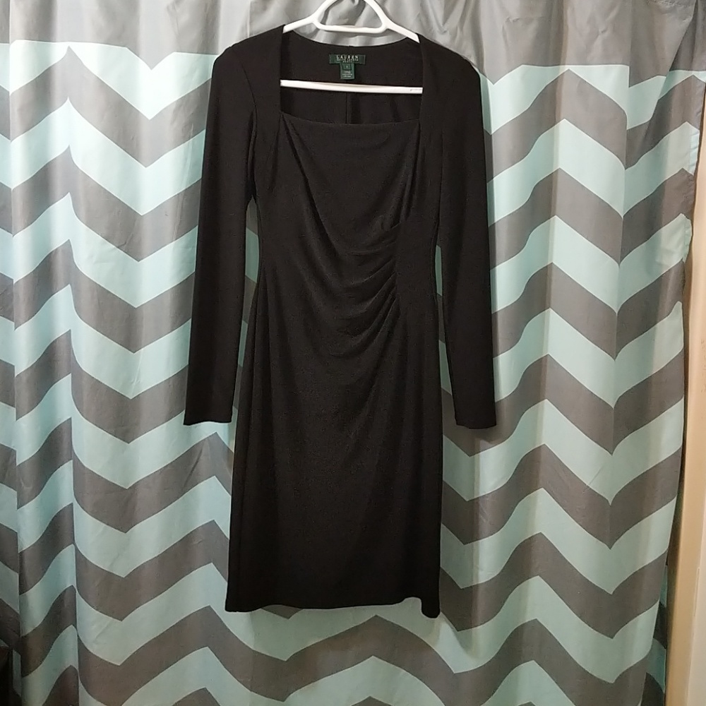 Lauren Ralph Lauren Square Neck Long Sleeve Sheath
